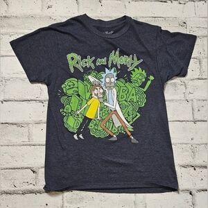 Rick and Morty Graphic Tee Blue Green Cartoon Shirt Men’s Small